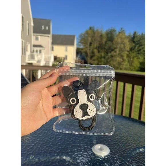 Cute Boston Terrier Puppy Dog Faux leather Keychain & Bag Charm NEW - Picture 4 of 8